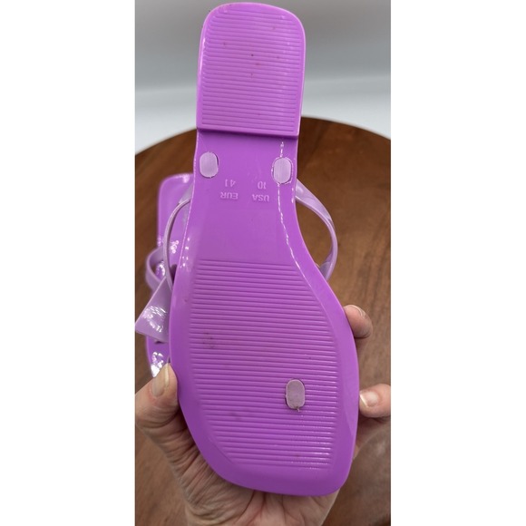 JEFFREY CAMPBELL Sugary Flip Flop Lilac Shiny Jelly Bow Thong Sandal Women's 10 - Picture 7 of 11